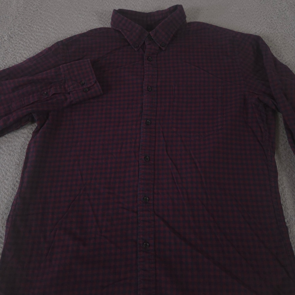 Uniqlo Shirt Mens‎ L Multi Gingham Check 100% Cotton Flannel Button Down Pocket
